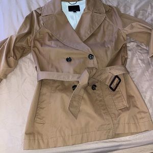 Women's Tan Double-Breasted Trench Coat